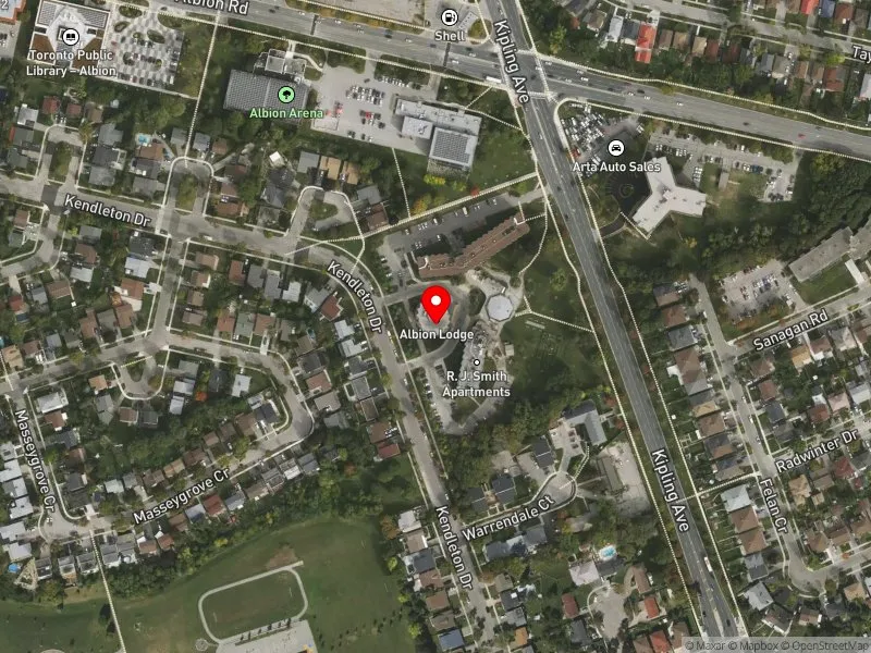 RentSafeTO apartment evaluation satellite view of 111 KENDLETON DR in Etobicoke North, Toronto