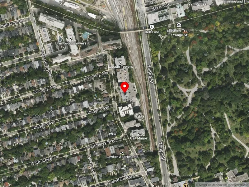 RentSafeTO apartment evaluation satellite view of 111 LAWTON BLVD in Toronto-St. Paul's, Toronto