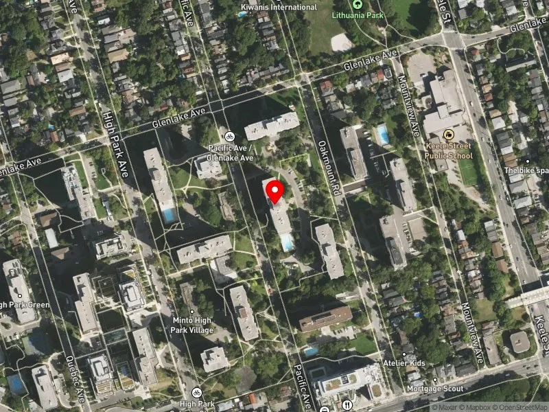 RentSafeTO apartment evaluation satellite view of 111 PACIFIC AVE in Parkdale-High Park, Toronto