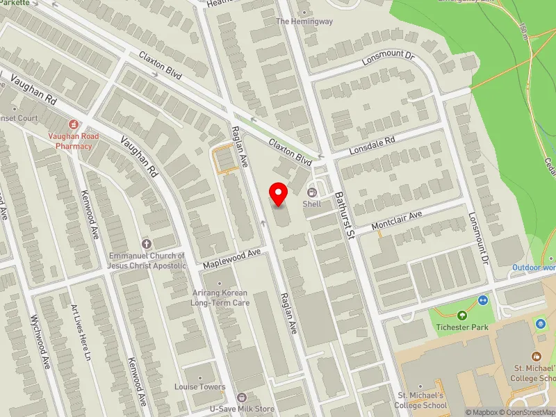 RentSafeTO apartment evaluation map view of 111 RAGLAN AVE in Toronto-St. Paul's, Toronto
