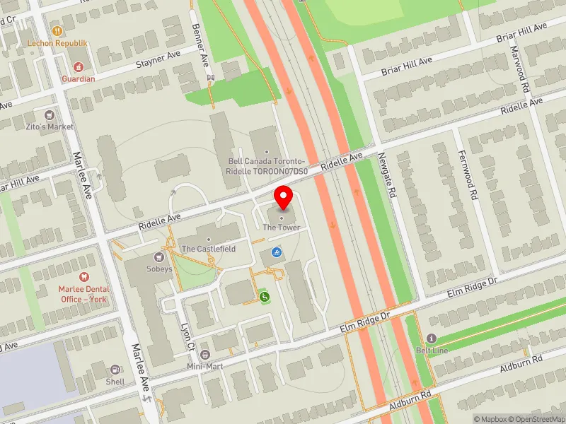 RentSafeTO apartment evaluation map view of 111 RIDELLE AVE in Eglinton-Lawrence, Toronto