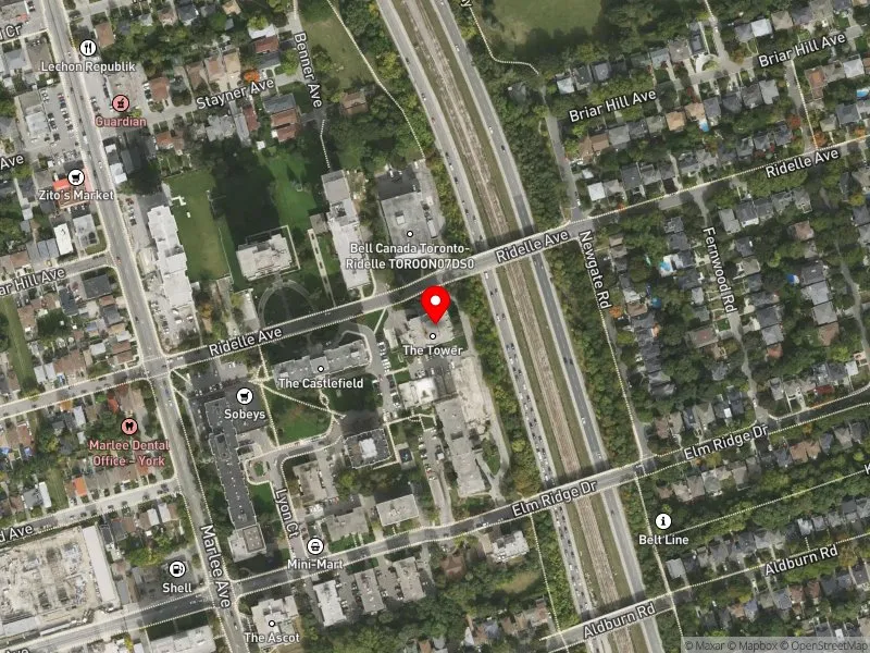 RentSafeTO apartment evaluation satellite view of 111 RIDELLE AVE in Eglinton-Lawrence, Toronto