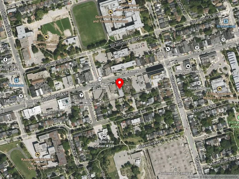 RentSafeTO apartment evaluation satellite view of 1117 DANFORTH AVE in Toronto-Danforth, Toronto
