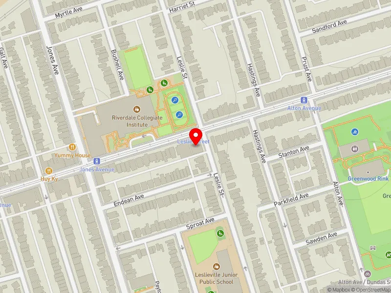 RentSafeTO apartment evaluation map view of 1119 GERRARD ST E in Toronto-Danforth, Toronto