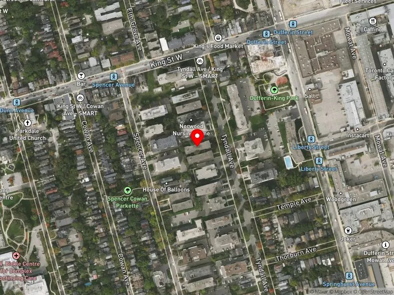 RentSafeTO apartment evaluation satellite view of 112 TYNDALL AVE in Parkdale-High Park, Toronto