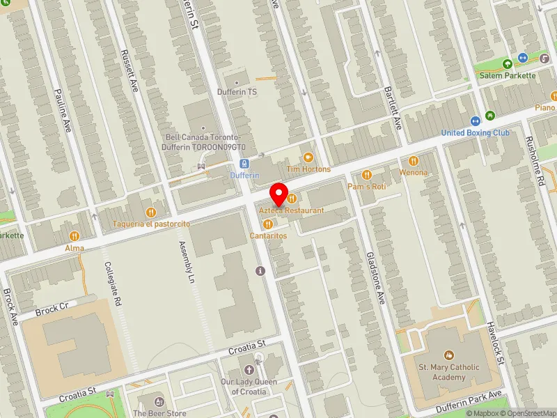 RentSafeTO apartment evaluation map view of 1121 BLOOR ST W in Davenport, Toronto