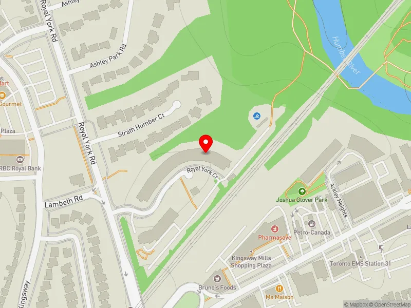 RentSafeTO apartment evaluation map view of 1137 ROYAL YORK RD in Etobicoke Centre, Toronto