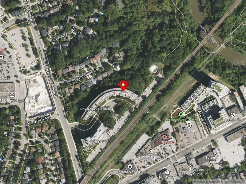 RentSafeTO apartment evaluation satellite view of 1137 ROYAL YORK RD in Etobicoke Centre, Toronto