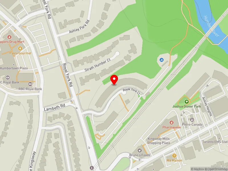 RentSafeTO apartment evaluation map view of 1139 ROYAL YORK RD in Etobicoke Centre, Toronto