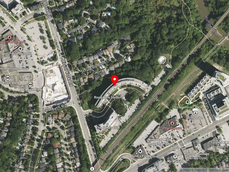 RentSafeTO apartment evaluation satellite view of 1139 ROYAL YORK RD in Etobicoke Centre, Toronto