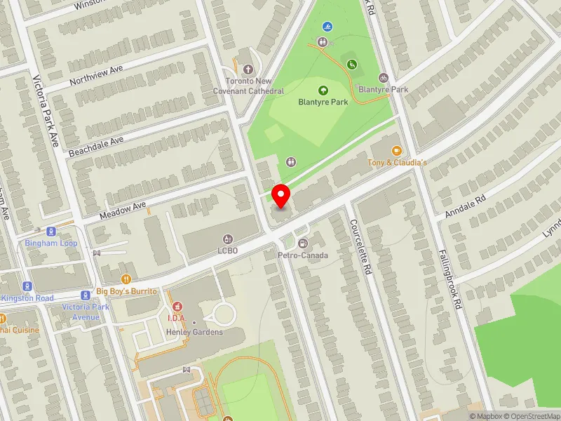 RentSafeTO apartment evaluation map view of 1140 KINGSTON RD in Scarborough Southwest, Toronto