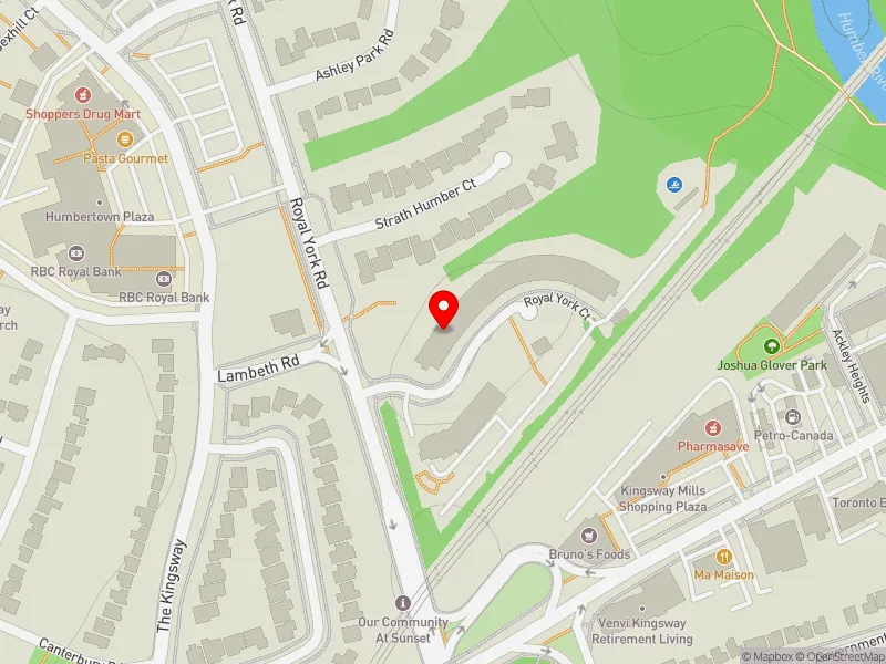 RentSafeTO apartment evaluation map view of 1141 ROYAL YORK RD in Etobicoke Centre, Toronto