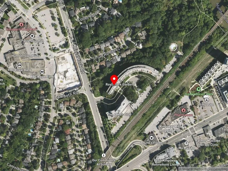 RentSafeTO apartment evaluation satellite view of 1141 ROYAL YORK RD in Etobicoke Centre, Toronto