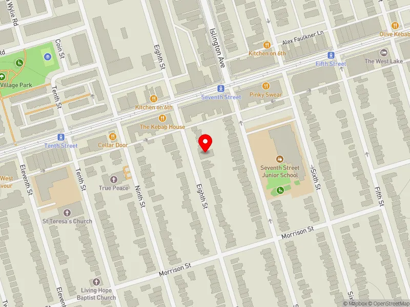 RentSafeTO apartment evaluation map view of 115 EIGHTH ST in Etobicoke-Lakeshore, Toronto
