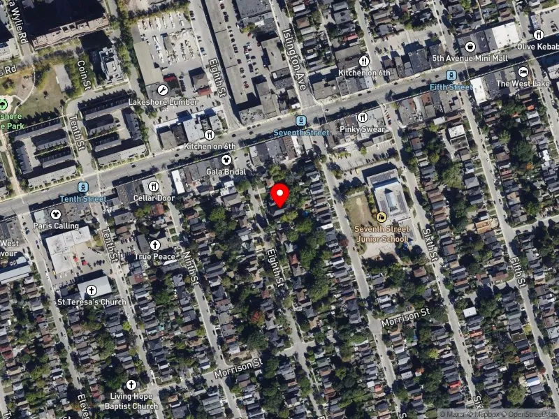 RentSafeTO apartment evaluation satellite view of 115 EIGHTH ST in Etobicoke-Lakeshore, Toronto