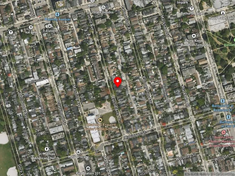 RentSafeTO apartment evaluation satellite view of 115 EUCLID AVE in Spadina-Fort York, Toronto