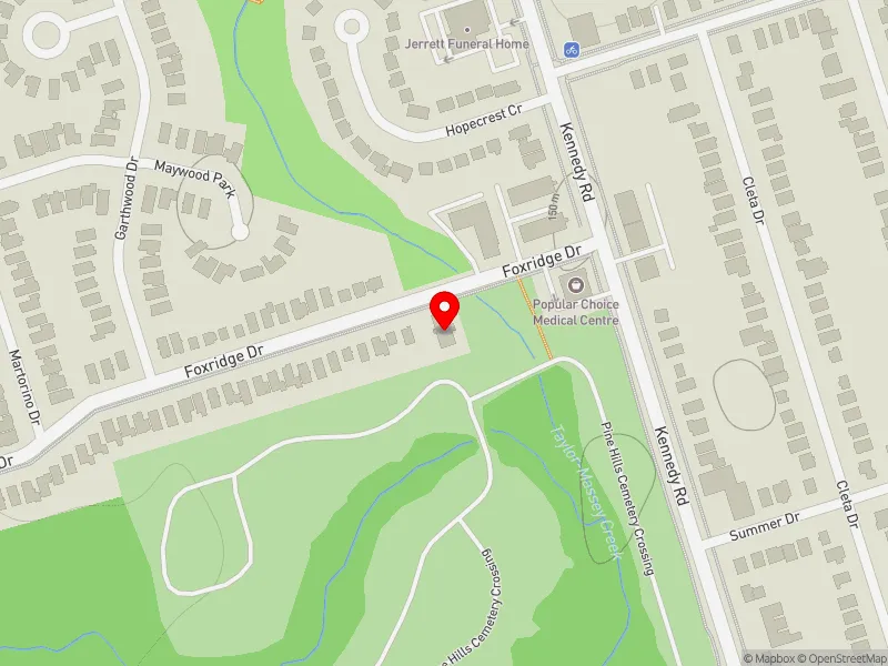 RentSafeTO apartment evaluation map view of 115 FOXRIDGE DR in Scarborough Southwest, Toronto