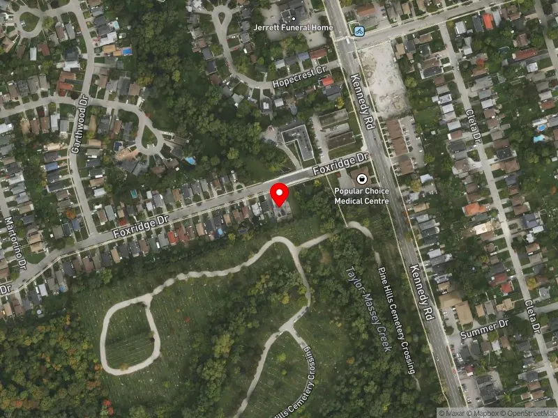 RentSafeTO apartment evaluation satellite view of 115 FOXRIDGE DR in Scarborough Southwest, Toronto