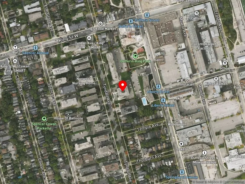 RentSafeTO apartment evaluation satellite view of 115 TYNDALL AVE in Parkdale-High Park, Toronto