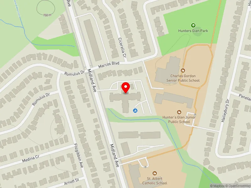 RentSafeTO apartment evaluation map view of 1155 MIDLAND AVE in Scarborough Centre, Toronto