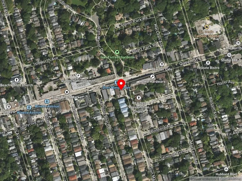 RentSafeTO apartment evaluation satellite view of 116 GLEN MANOR DR in Beaches-East York, Toronto