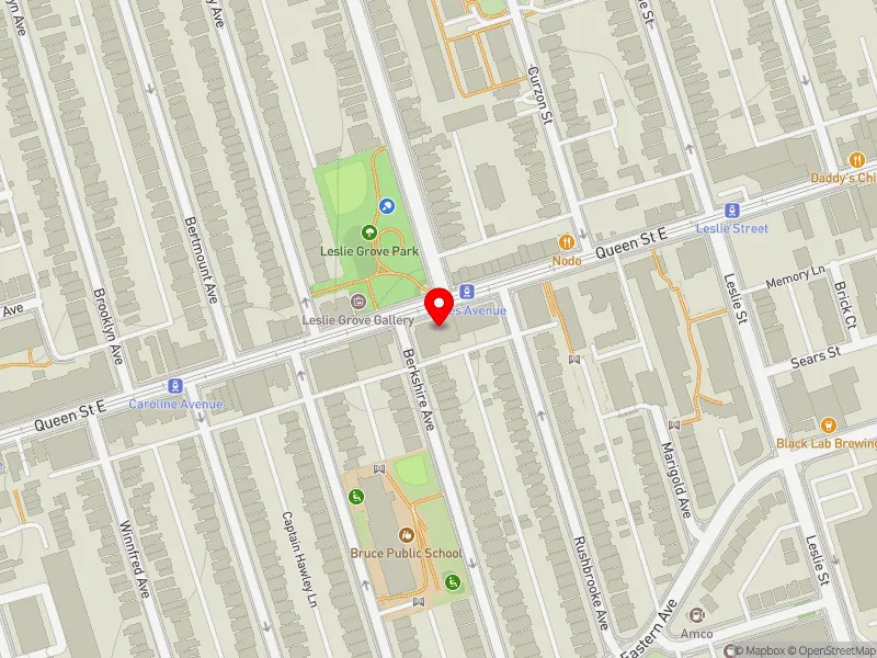 RentSafeTO apartment evaluation map view of 1167 QUEEN ST E in Toronto-Danforth, Toronto