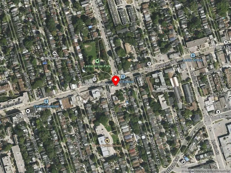 RentSafeTO apartment evaluation satellite view of 1167 QUEEN ST E in Toronto-Danforth, Toronto