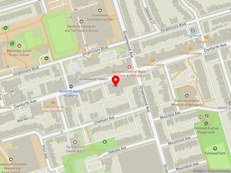 RentSafeTO apartment evaluation map view of 1169 DANFORTH AVE in Toronto-Danforth, Toronto