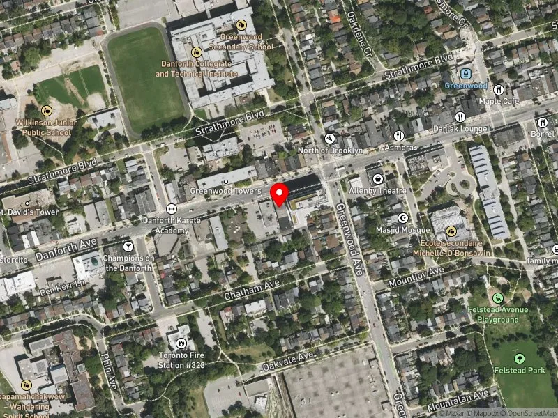 RentSafeTO apartment evaluation satellite view of 1169 DANFORTH AVE in Toronto-Danforth, Toronto