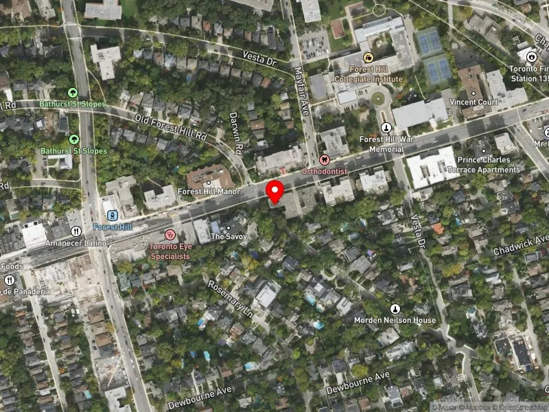 RentSafeTO apartment evaluation satellite view of 117 OLD FOREST HILL RD in Toronto-St. Paul's, Toronto