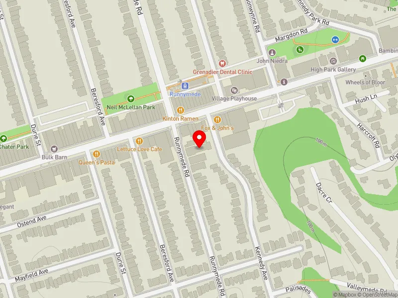 RentSafeTO apartment evaluation map view of 117 RUNNYMEDE RD in Parkdale-High Park, Toronto