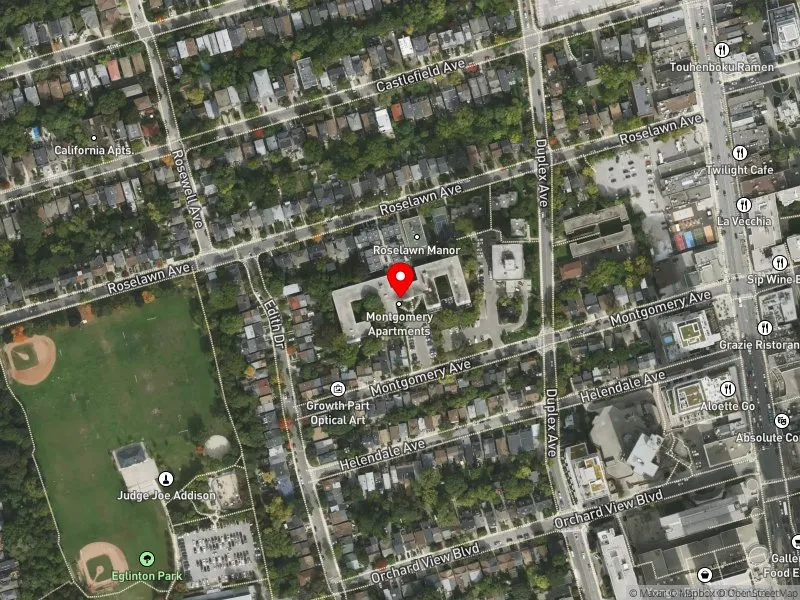 RentSafeTO apartment evaluation satellite view of 118 MONTGOMERY AVE in Eglinton-Lawrence, Toronto