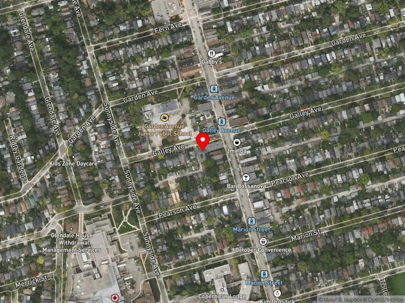 RentSafeTO apartment evaluation satellite view of 118 RONCESVALLES AVE in Parkdale-High Park, Toronto