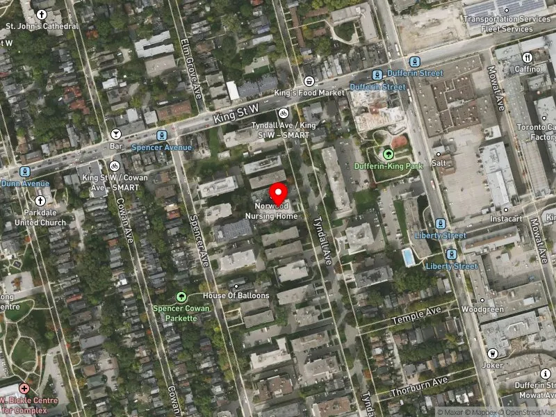 RentSafeTO apartment evaluation satellite view of 118 TYNDALL AVE in Parkdale-High Park, Toronto