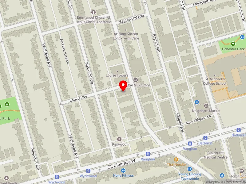 RentSafeTO apartment evaluation map view of 118 VAUGHAN RD in Toronto-St. Paul's, Toronto