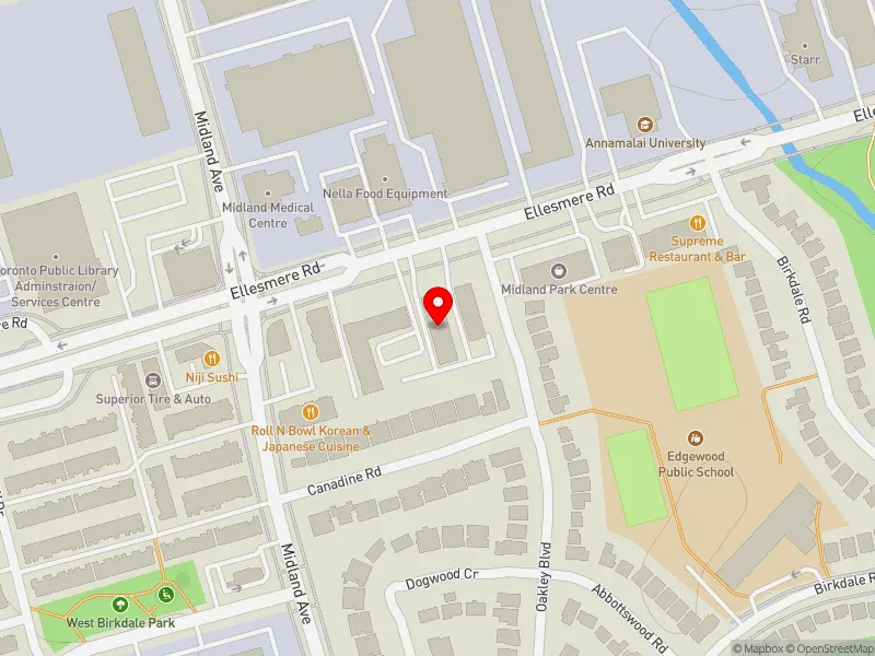 RentSafeTO apartment evaluation map view of 1181 ELLESMERE RD in Scarborough Centre, Toronto