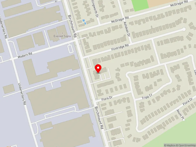 RentSafeTO apartment evaluation map view of 1191 BIRCHMOUNT RD in Scarborough Centre, Toronto