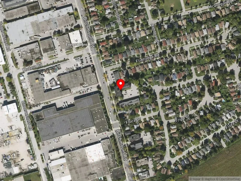 RentSafeTO apartment evaluation satellite view of 1191 BIRCHMOUNT RD in Scarborough Centre, Toronto