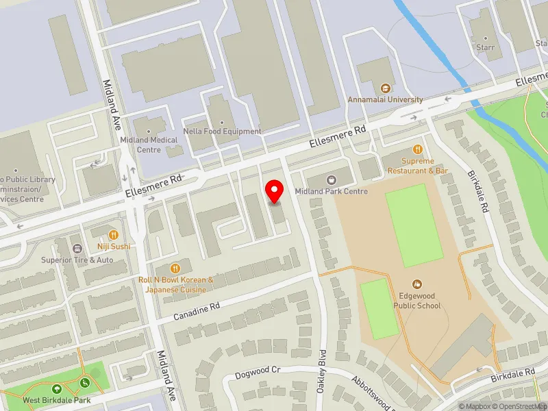 RentSafeTO apartment evaluation map view of 1191 ELLESMERE RD in Scarborough Centre, Toronto