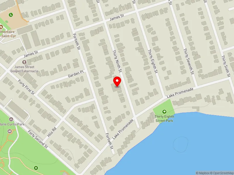 RentSafeTO apartment evaluation map view of 12-14 THIRTY NINTH ST in Etobicoke-Lakeshore, Toronto