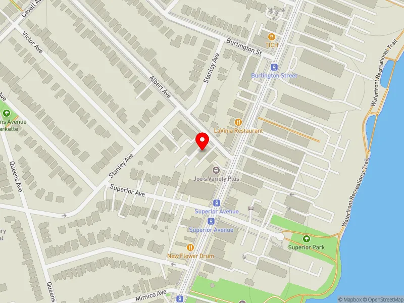 RentSafeTO apartment evaluation map view of 12 ALBERT AVE in Etobicoke-Lakeshore, Toronto