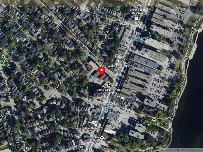 RentSafeTO apartment evaluation satellite view of 12 ALBERT AVE in Etobicoke-Lakeshore, Toronto