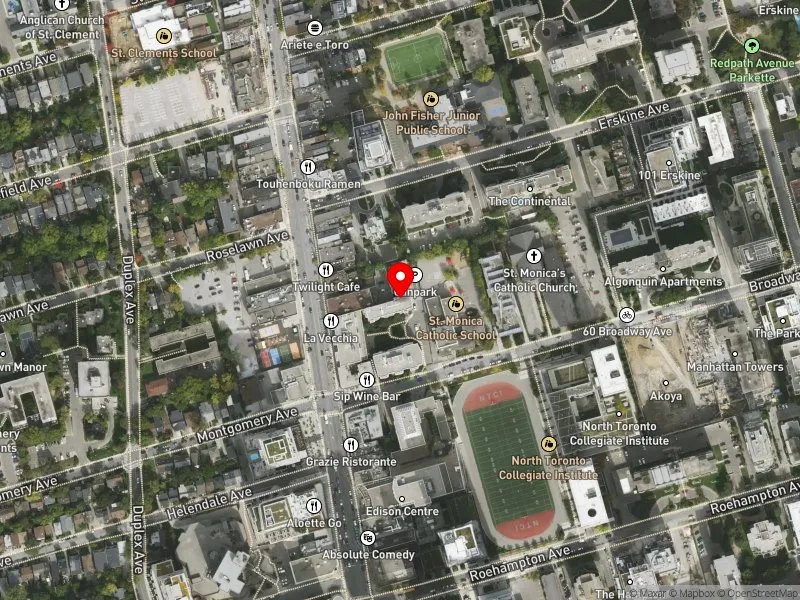 RentSafeTO apartment evaluation satellite view of 12 BROADWAY AVE in Don Valley West, Toronto