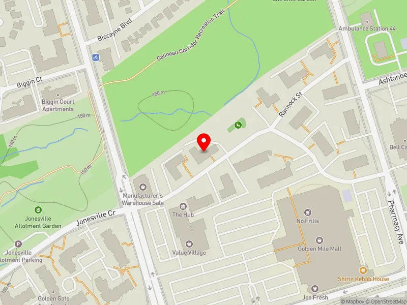 RentSafeTO apartment evaluation map view of 12 CRAIGTON DR in Scarborough Centre, Toronto