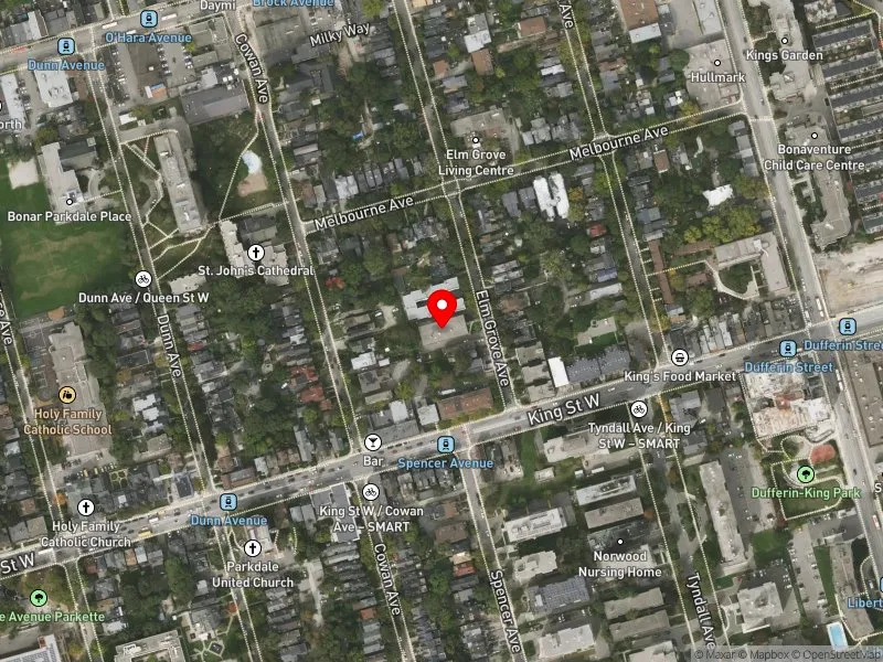 RentSafeTO apartment evaluation satellite view of 12 ELM GROVE AVE in Parkdale-High Park, Toronto