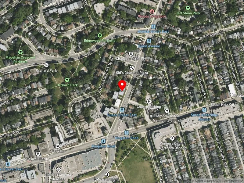 RentSafeTO apartment evaluation satellite view of 12 KINGSTON RD in Beaches-East York, Toronto