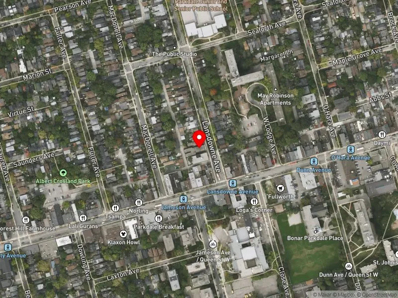 RentSafeTO apartment evaluation satellite view of 12 LANSDOWNE AVE in Parkdale-High Park, Toronto