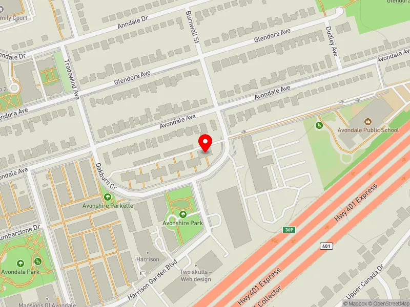 RentSafeTO apartment evaluation map view of 12 OAKBURN CRES in Willowdale, Toronto