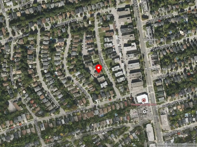 RentSafeTO apartment evaluation satellite view of 12 ROSSEAU RD in York Centre, Toronto