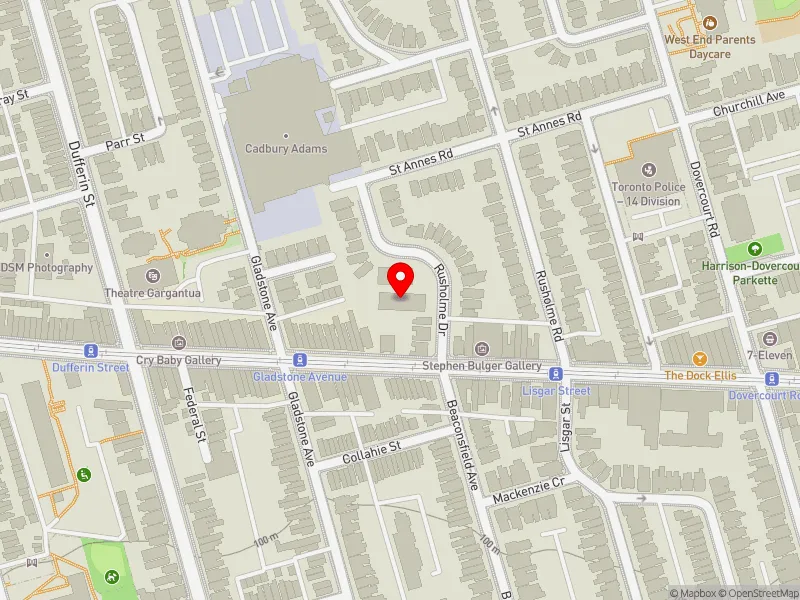 RentSafeTO apartment evaluation map view of 12 RUSHOLME DR in Davenport, Toronto